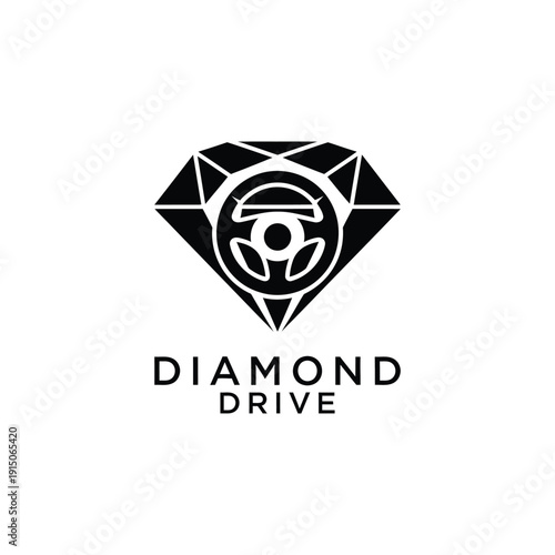 Diamond steering wheel logo for luxury driving school service Diamond Drive