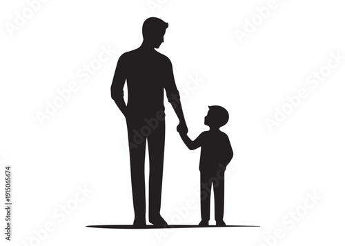 father's with children logo silhouette vector, fatherhood silhouette vector illustration, father and son logo silhouette, happy fathers day logo vector silhouette on white background
