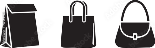 Paper Bag Tote Handbag Retail Shopping Icons