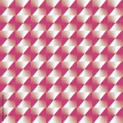 ホログラム、金属的な質感の立体幾何学模様：赤色のピラミッドタイルのシームレス背景