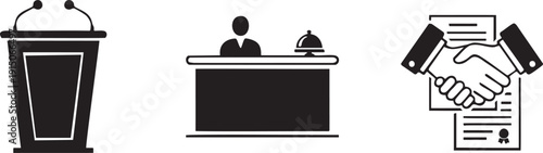 Presidential Reception Front Desk Hotel Service Icons