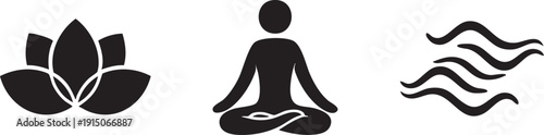 Meditation Relax Gentle Exercise Wellness Health Icons