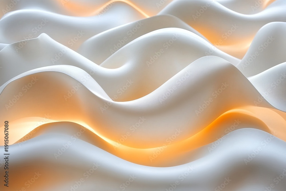 Obraz premium Elegant Serene Wavy White Surface with Soft Ambient Light, Abstract Background and Texture Ideas