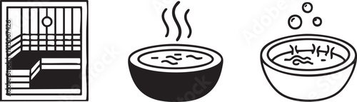 Wellness Spa Sauna Steam Jacuzzi Relaxation Icons