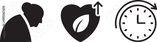 Aging Longevity Senior Care Health Medical Icons