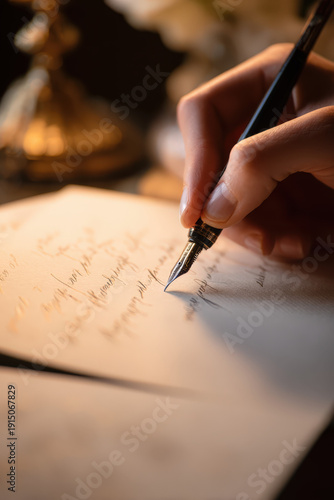 Hand writing letter with fountain pen