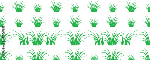 Green grass vector collection featuring decorative tufts and borders, natural lawn and meadow elements for landscape design, spring backgrounds, garden