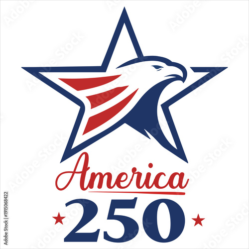 Eagle Star Minimal Shirt Design, USA 4th of July Shirt, America 250 Years Shirt, Patriotic Independence Day, Retro Freedom Tee ClipArt