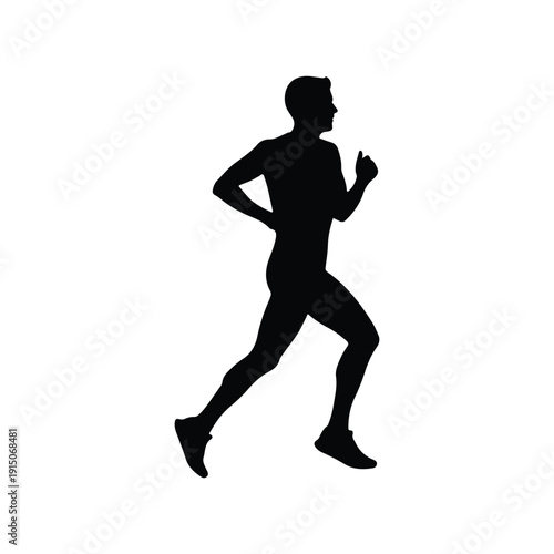 Marathon Runner Action Silhouette Vector