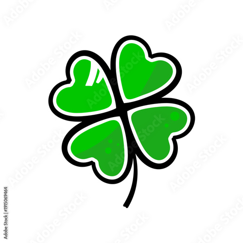 Four leaf clover, lucky charm and st patrick's day symbol, vector illustration