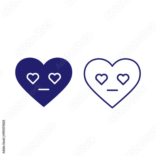 Two heart icons with different emotions and colors.