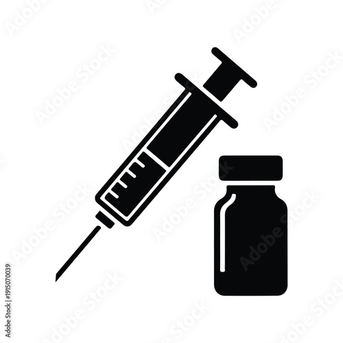 Syringe and Medicine Vial Silhouette