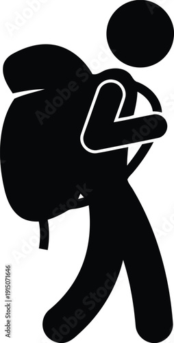 Backpacker hiker pictogram silhouette icon