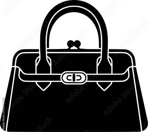 Elegant Handbag Silhouette - Luxury Female Purse and Fashion Accessory Vector