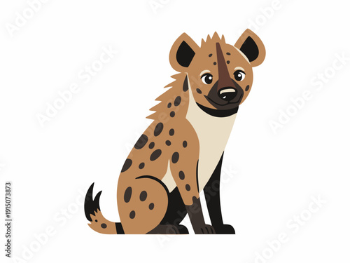 Spotted Hyena Cartoon Vector Illustration Isolated on White Background