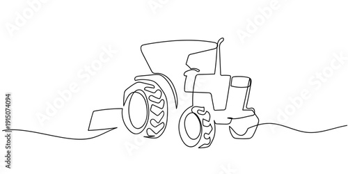 Single continuous line art style - Tractor Line art Illustration Editable stroke.