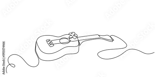 Fotografía Single continuous line art style; ukulele musical instrument