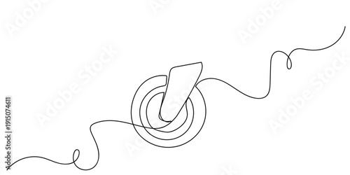 Single continuous line art style - Wheels of a trolley. Line art Illustration Editable stroke.