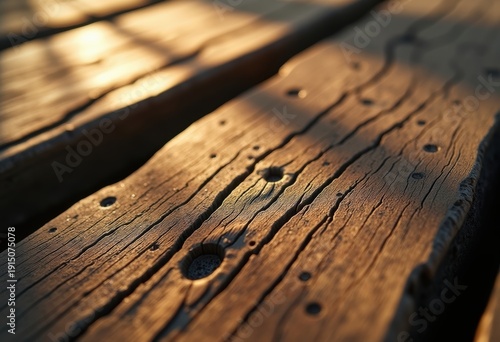 Closeup View of Weathered Wooden Planks Revealing Deep Grains and Rustic Authenticity