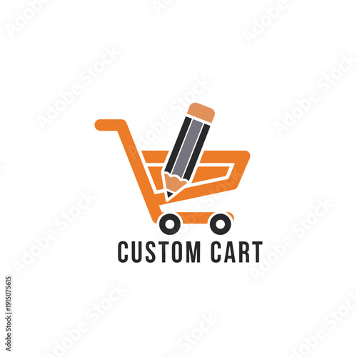 Shopping cart with pencil logo for creative store Custom Cart
