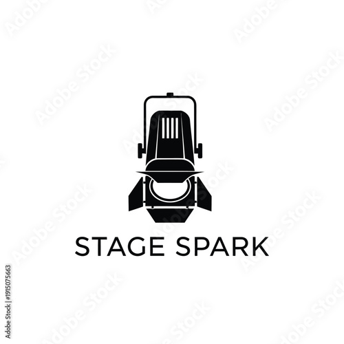 Stage light spotlight logo for theater production studio Stage Spark