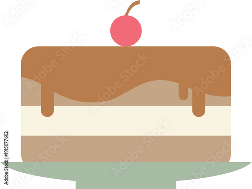 Rainbow cake vector illustration for food ornament symbol.