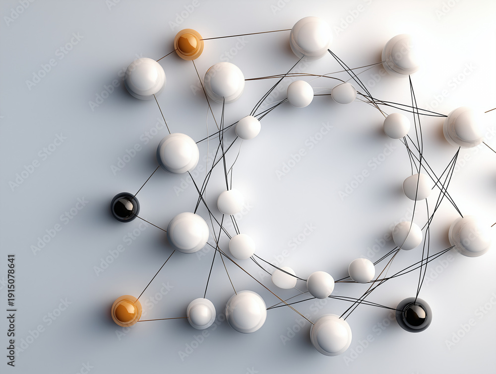 Obraz premium Abstract Molecular Structure Network Science and Innovation Concept
