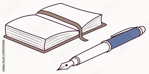 An open book with a pen resting on its pages, inviting creativity and learning.