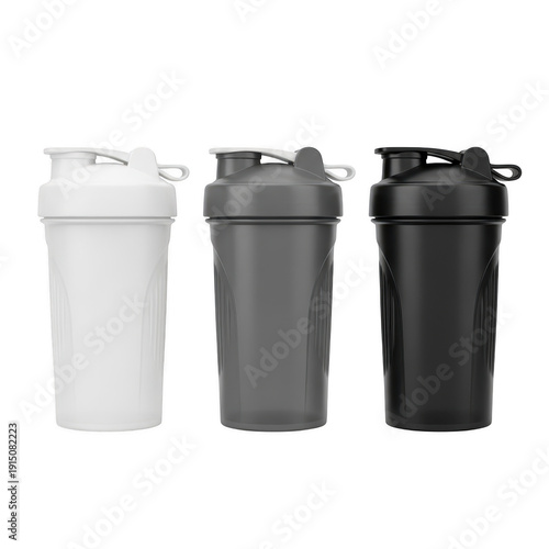 Three different types of water filters lined up next to each other isolated on transparent background
