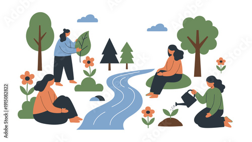 People caring for nature and environment.