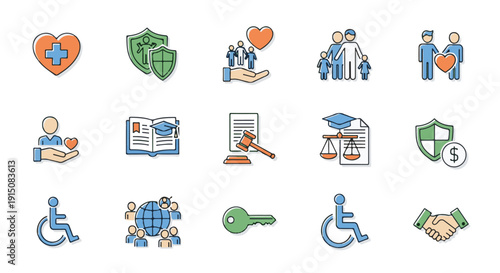 Colorful representing social services and benefits for people with disabilities disability accessibility