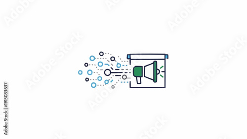Foto Green megaphone with social media icons.