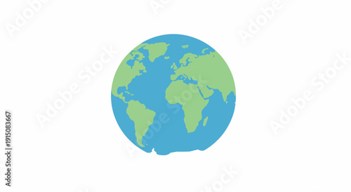 Illustration of a blue and green globe against a white background, symbolizing Earth or the planet, in a simple graphic style.
