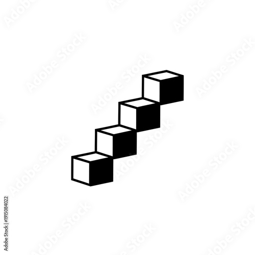 Abstract Staircase Steps Made of Cubes, Geometric Design, Minimalist Concept
