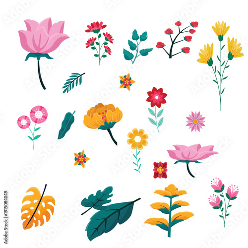 , pink, red, and green against a clean white background,