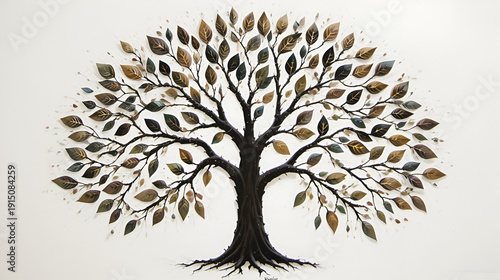 Family tree branches with leaves icon, genealogy, lineage, ancestry