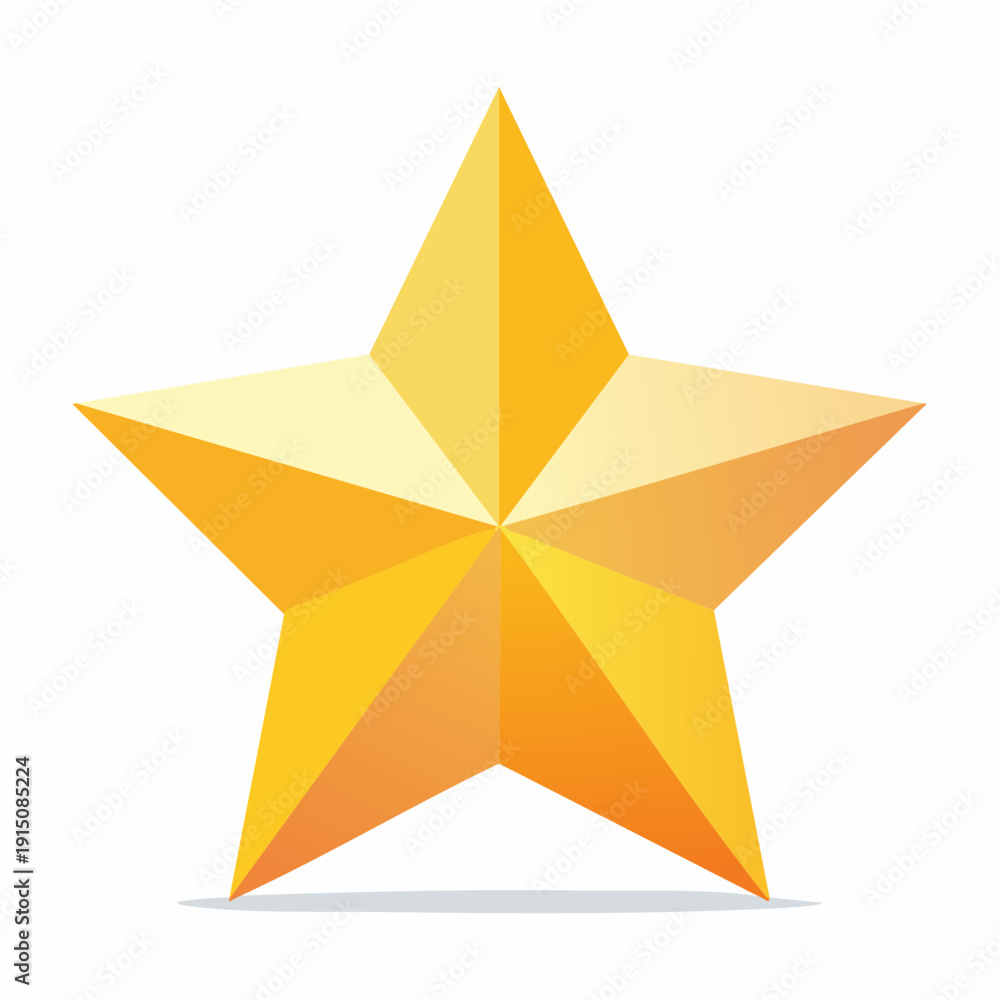 Obraz premium Golden star illustration with a bright, shining, and geometric design
