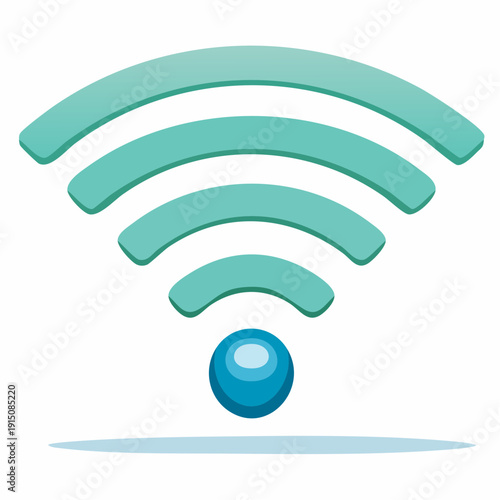 Wireless network symbol, wifi connection, teal color illustration
