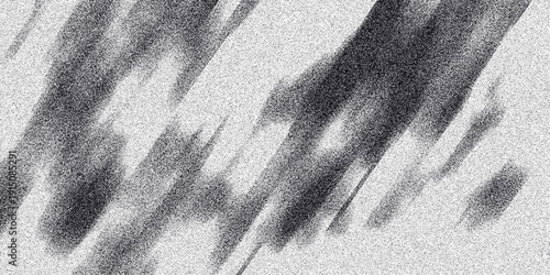 Abstract monochrome textured background with diagonal streaks and grainy noise effect, evoking a sense of movement and digital distortion for graphic design and artistic concepts