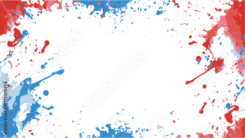 赤と青のペイントスプラッシュ背景　ダイナミックな抽象アート素材