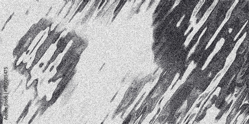 Dynamic monochrome abstract background with blurred diagonal lines and speckled texture, suggesting motion and digital interference for creative projects and visual art applications