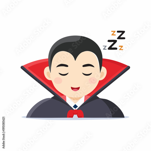 Cartoon vampire sleeping, illustration for Halloween or holiday