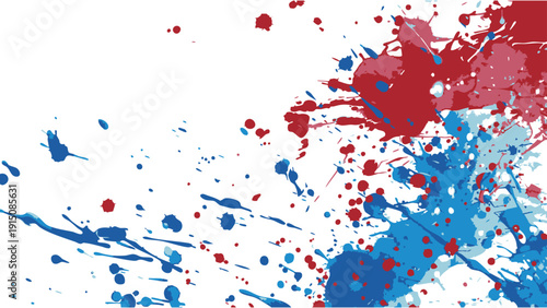 赤と青のペイントスプラッシュ背景　ダイナミックな抽象アート素材