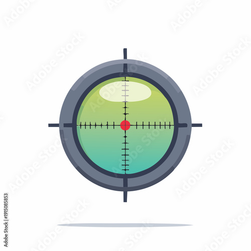 Crosshair targeting scope with green gradiant and red center on white