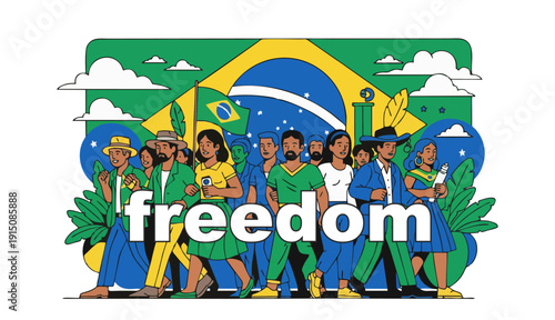 Artistic illustration inspired by Brazilian independence movement, freedom concept, vintage engraving style