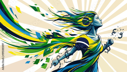 Artistic illustration inspired by Brazilian independence movement, freedom concept, vintage engraving style