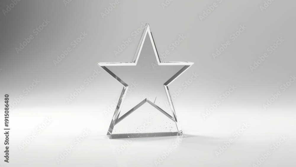 Fototapeta premium Star-shaped glass trophy on white