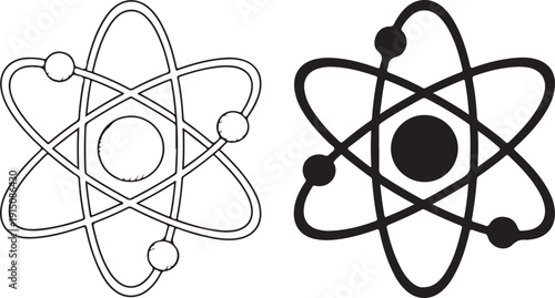 Two distinct atomic symbols representing different scientific concepts and theories. isolated on white background, illustration