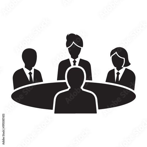 Business meeting with four people sitting around a table