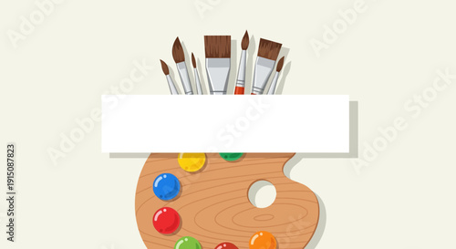 Vibrant artist palette with paintbrushes for creative projects
